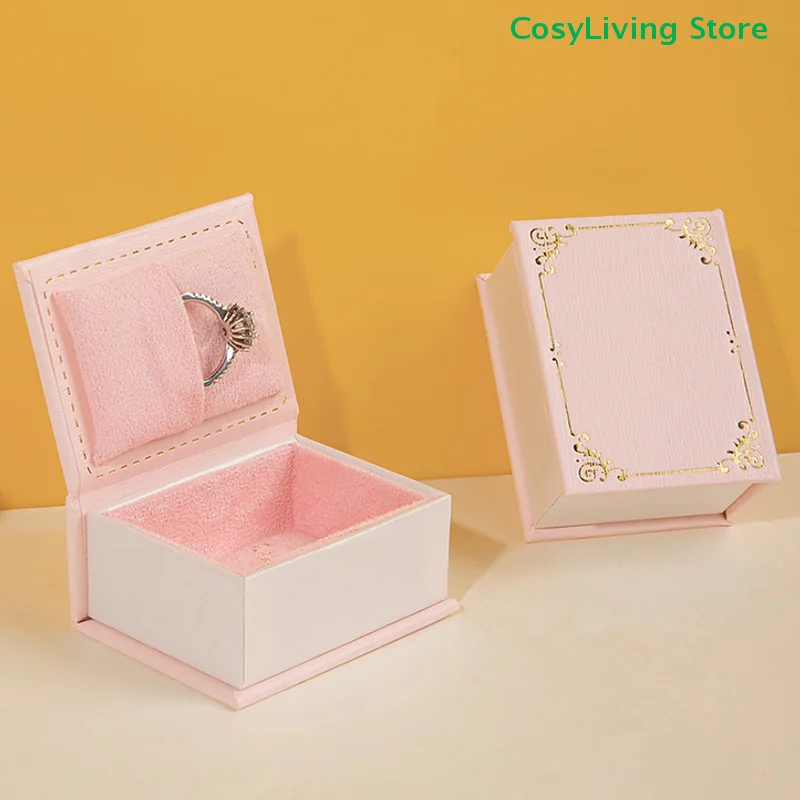 1PC Ring Box With Suede Fabric Lining Book-shaped Creative Flip Lid Magnetic Ring Holder Earrings Jewelry Gift Case Accessorie
