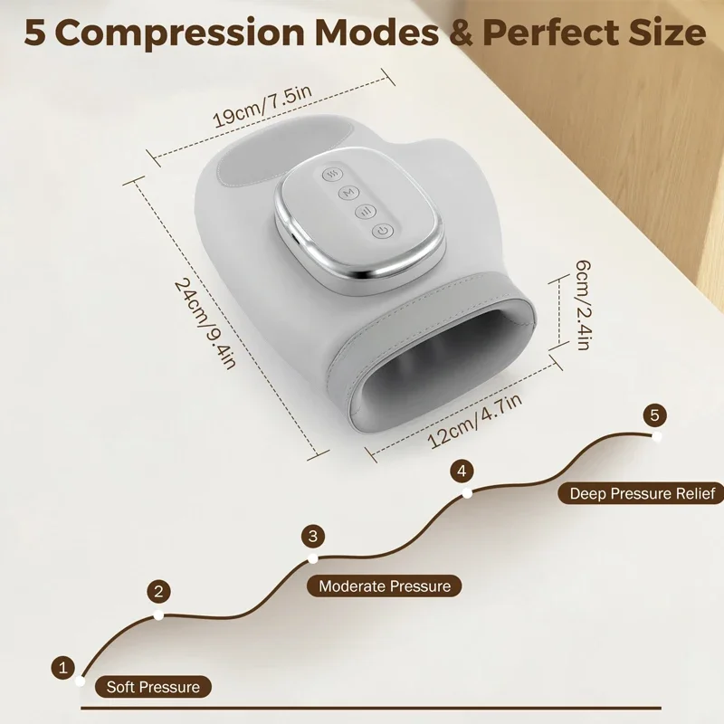 Intelligente handmassageapparaat met warmtecompressietherapie Pijnbestrijding Handschoen Artritis 3 niveaus instelbare druk Handspierontspanning