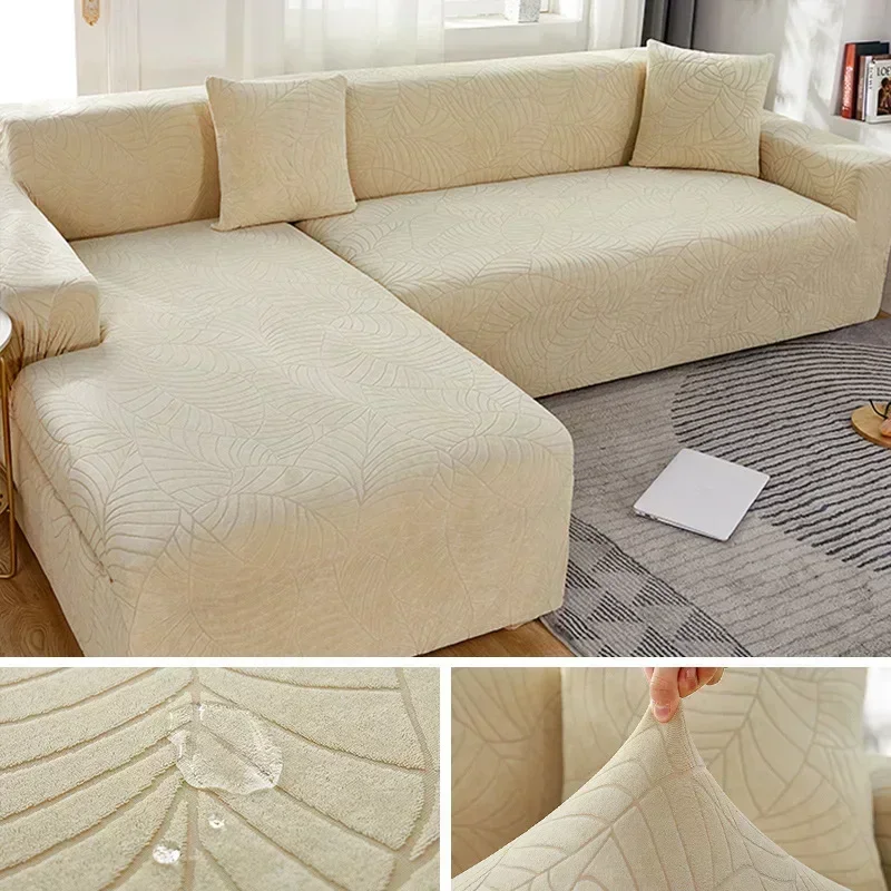 

Waterproof Thicken Sofa Covers 1/2/3/4 Seats Jacquard Solid Couch Cover L Shaped Sofa Cover Protector Bench Covers