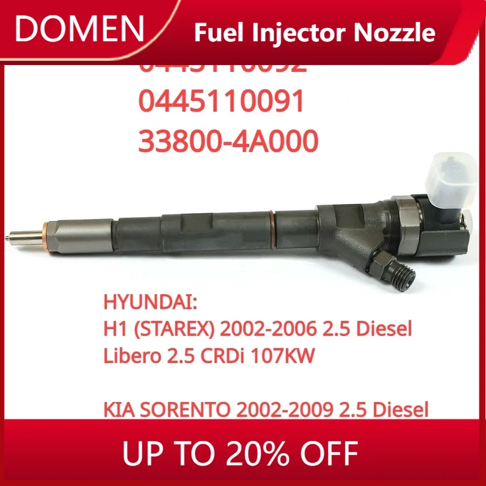 

0445110092 33800-4A000 New Diesel Fuel Injector For HYUNDAI H1 STAREX / KIA SORENTO 2.5 CRDi 2002-