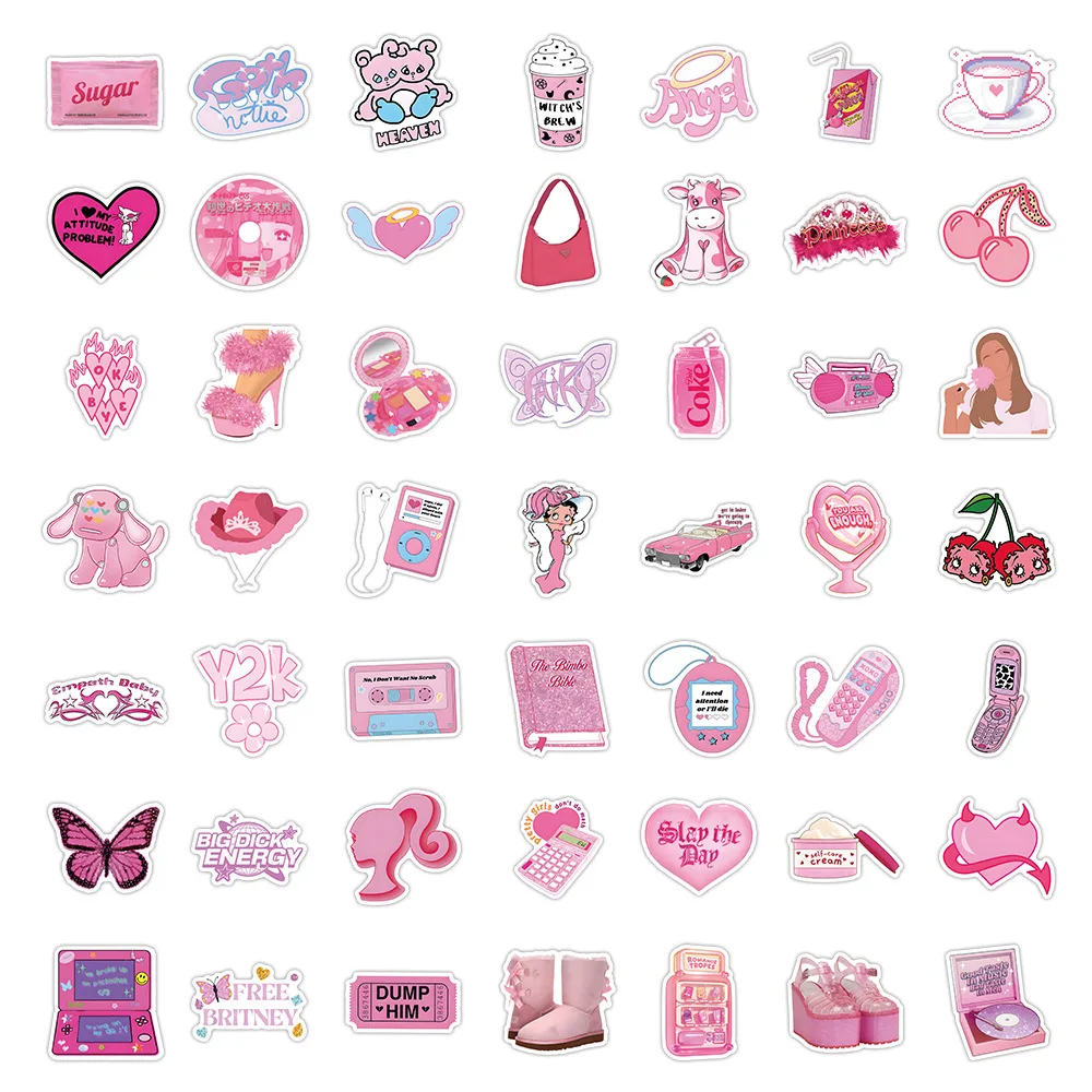 Imagem -03 - Pacote de Adesivos de Energia com Tema Rosa Decoração para Telefone Laptop Notebook Presentes Fofos e Girly 50 Pcs