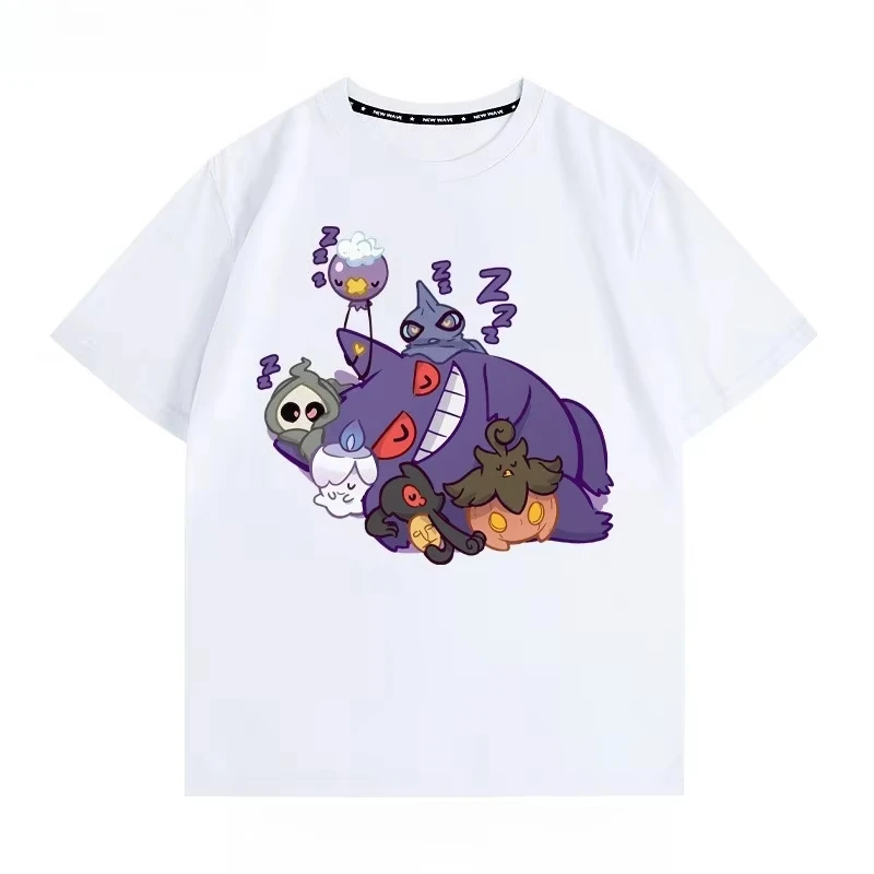 Pokémon Abbigliamento periferico Gengar Cartoon Coppia Indossare Top a maniche corte Uomini e donne Estate Animazione Periferica T-shirt congiunta