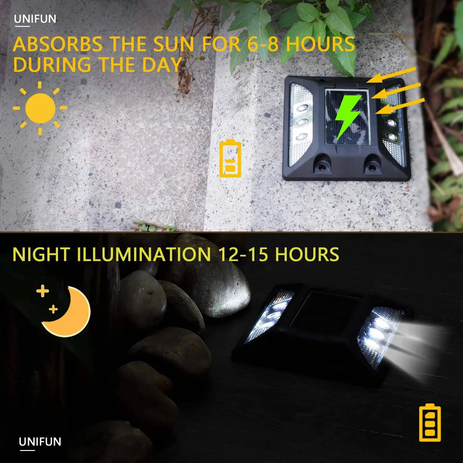 ABLU-Solar Deck Lights Driveway Outdoor LED Lamp,Waterproof Road Markers White Light For Step Stair Garden Ground Yard,4 Pcs