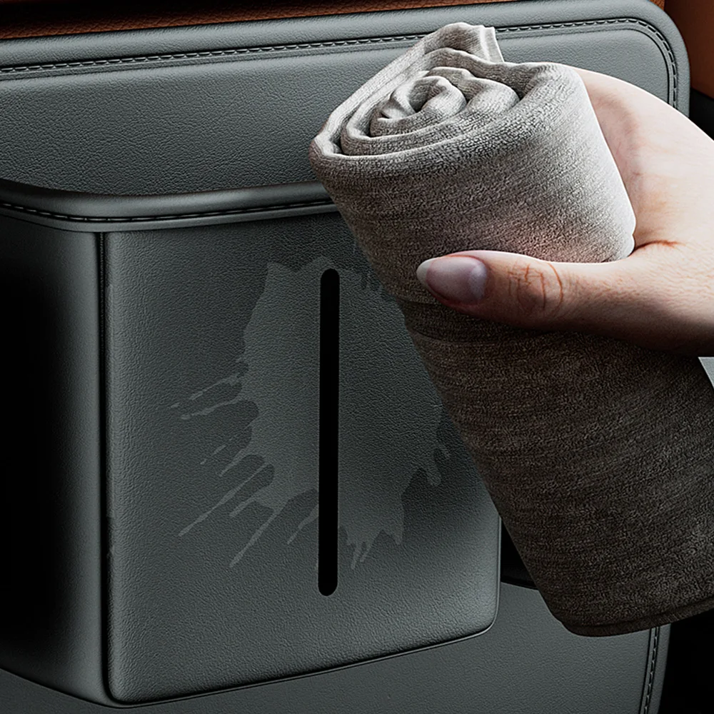 Car Seat Back Anti Kick Pad Auto Backseat Protector Short PU Leather With Cup Holder Tissue Bag Trash Can Bin Garbage
