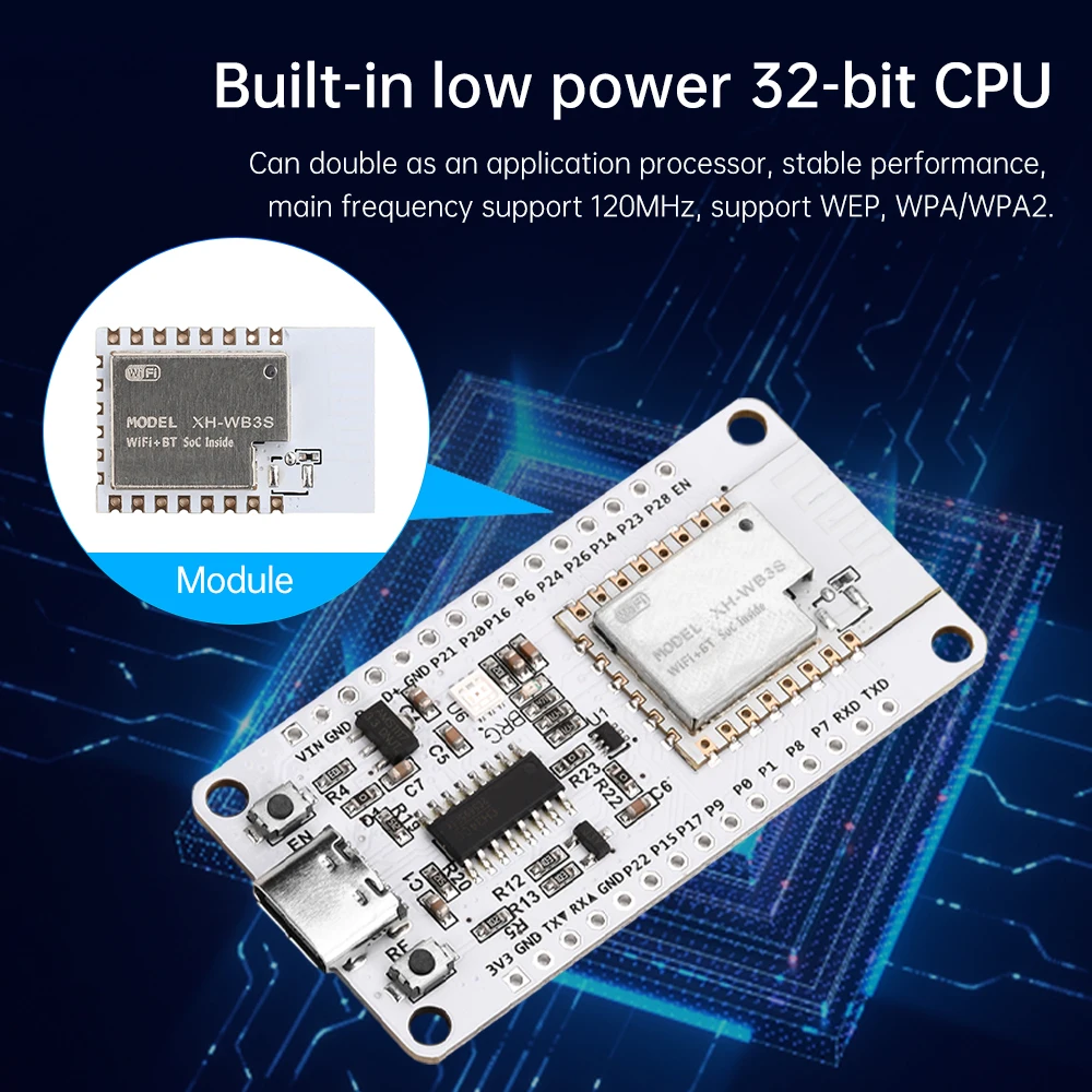 NiceMCU-WB3S Development Board Wifi Bluetooth Module Ch340 Onboard Wb3S Module Built-in BK7238 Chip