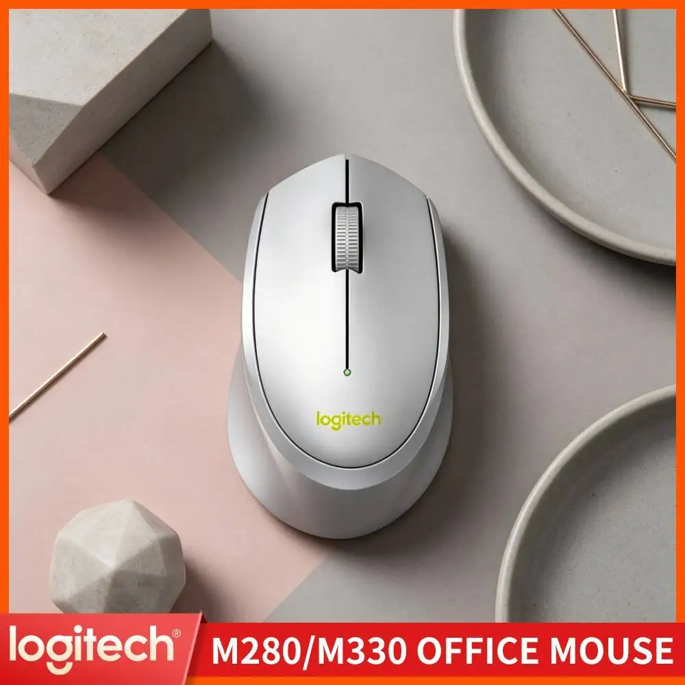 Logitech M330 Wireless Mouse 2.4GHz Silent Clicks Ergonomic Design Long Frame for PC Mac Laptop Home Office Pad