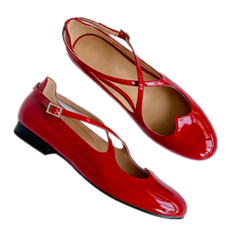 

Withered French Fashion Blogger Vintage Mary Jane Shoes Genuine Leather Round Toe Flat Shoes Women Minimalist Women's Shoes