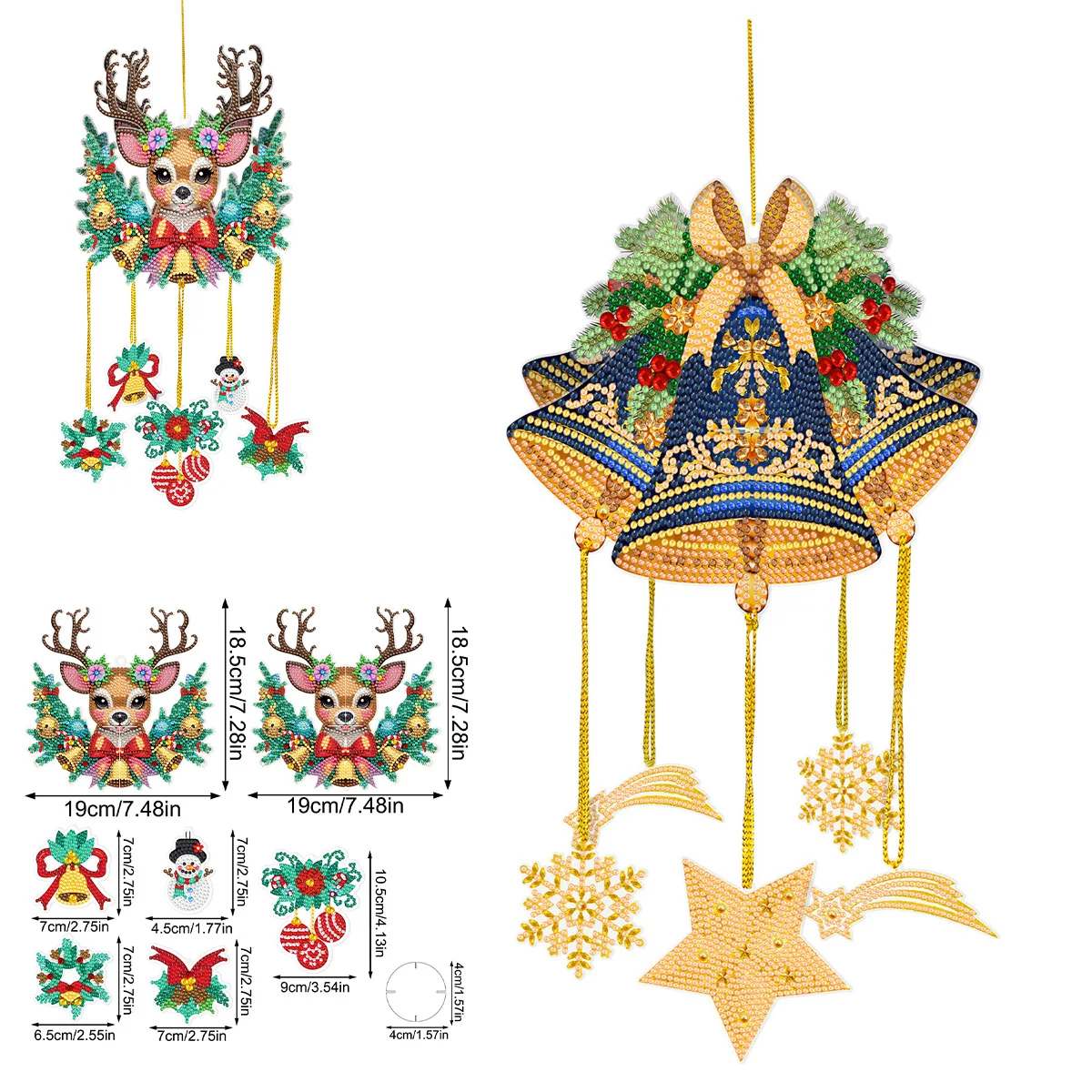 Diamond Painting Kit for Home Decoration, Embroidery, Stitching, Christmas Tree, Wind Chime, DIY Rhinestone Art Gift, New, 2024