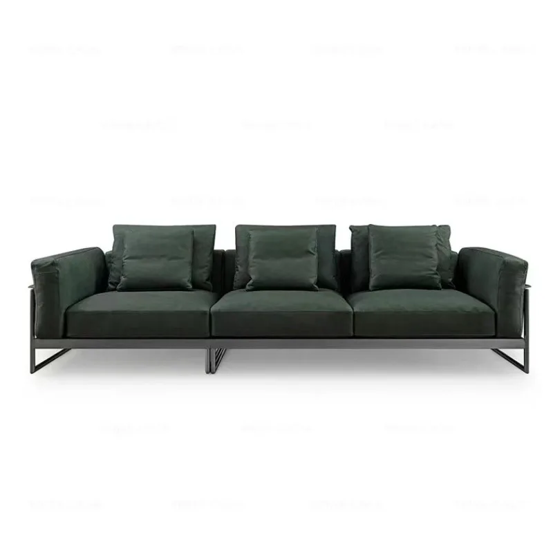 

modern leather sofa combination first layer cowhide small apartment