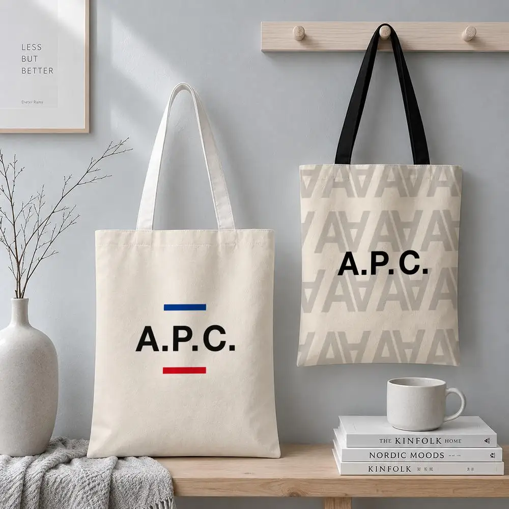 Fashion Brand A.P.C. Storage Bags Show Storage BagsCanvas Double-Sided Print Shoulder Handbag Reusable Eco-Friendly