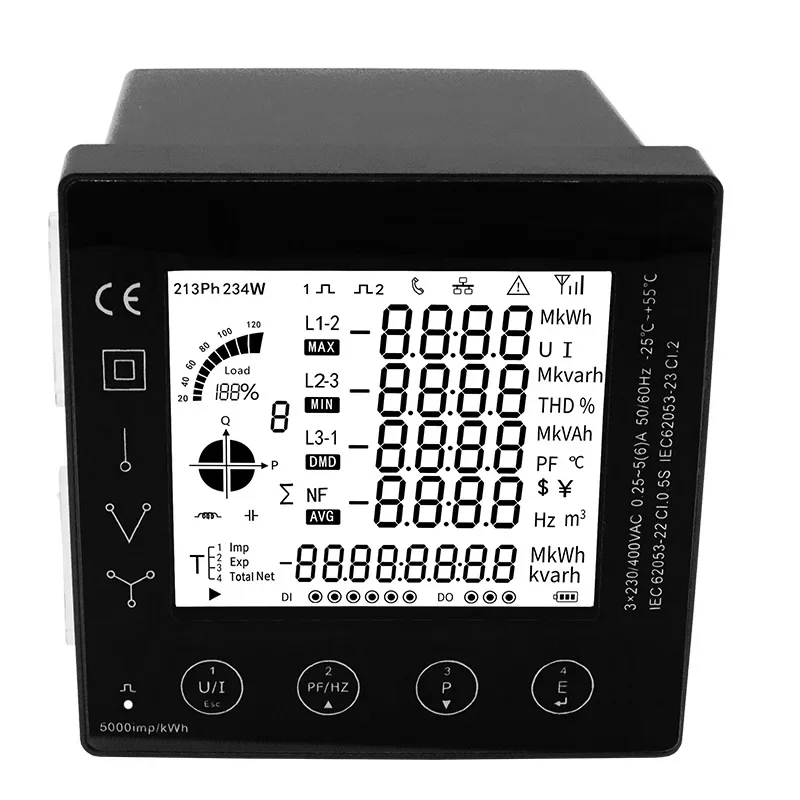 Electric Consumption Meter Multi-function Power Panel 3 Phase Energy Meter Smart Multi-Rate 96*96mm RS485 Modbus RTU