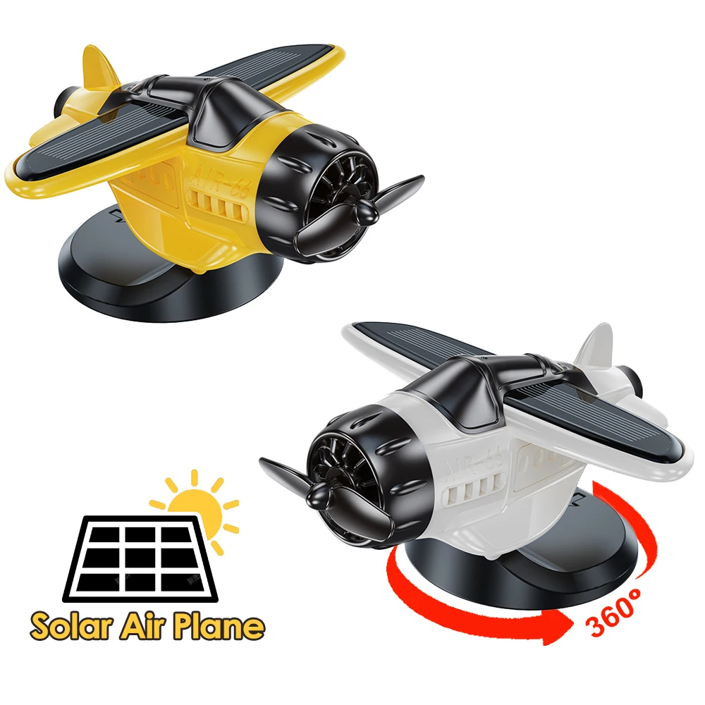 

Солнечный самолет, креативные украшения, вращение на 360 градусов, пропеллер, центральная консоль автомобиля, самолет, настольный самолет, украшение, милый подарок