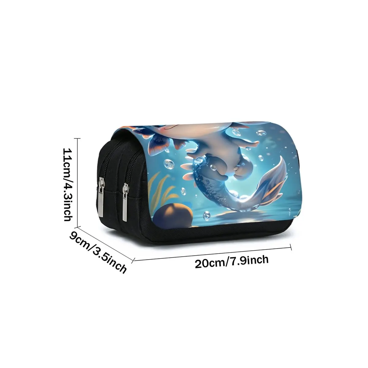 Sea Dragon Pattern Double Flip Fabric Pen Case Boy/Girls Best Gift 2D Flat Pencil Pouch School Office Use Children