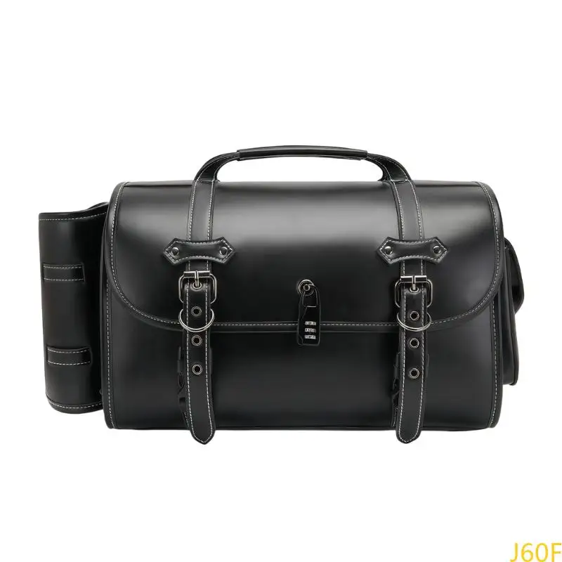 

J60F Motorcycle Saddlebag Motorbike Fork Handlebar PU Leather Tool Storage Bag Waterproof Luggage Bag Helmets Bag