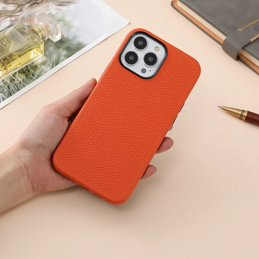 High Quality Genuine Leather Pebble Pattern Phone Case For iPhone 13 Pro Max 12 Cover