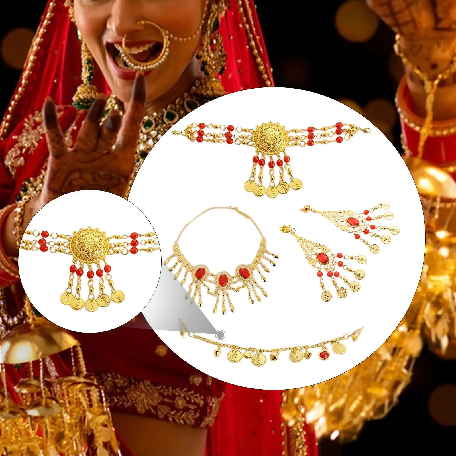 ชุดเครื่องประดับเต้นรำอินเดีย ของขวัญ สายคาดศีรษะสำหรับการแสดง งานคาร์นิวัล คอสเพลย์