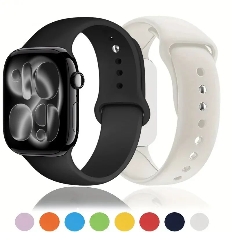 Nueva correa de silicona para Apple Watch S11 10 46mm 42mm 45mm 44mm 40mm pulsera deportiva iwatch series 8 7 6 5 4 SE 9 Ultra 2 49mm