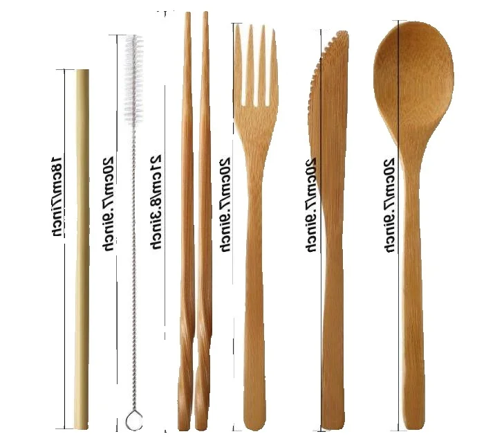 6pcs/set Portable Eco Friendly Flatware Set Travel Utensils Dinnerware Set Reusable Straws Chopsticks Knife Fork Spoon Wholesale