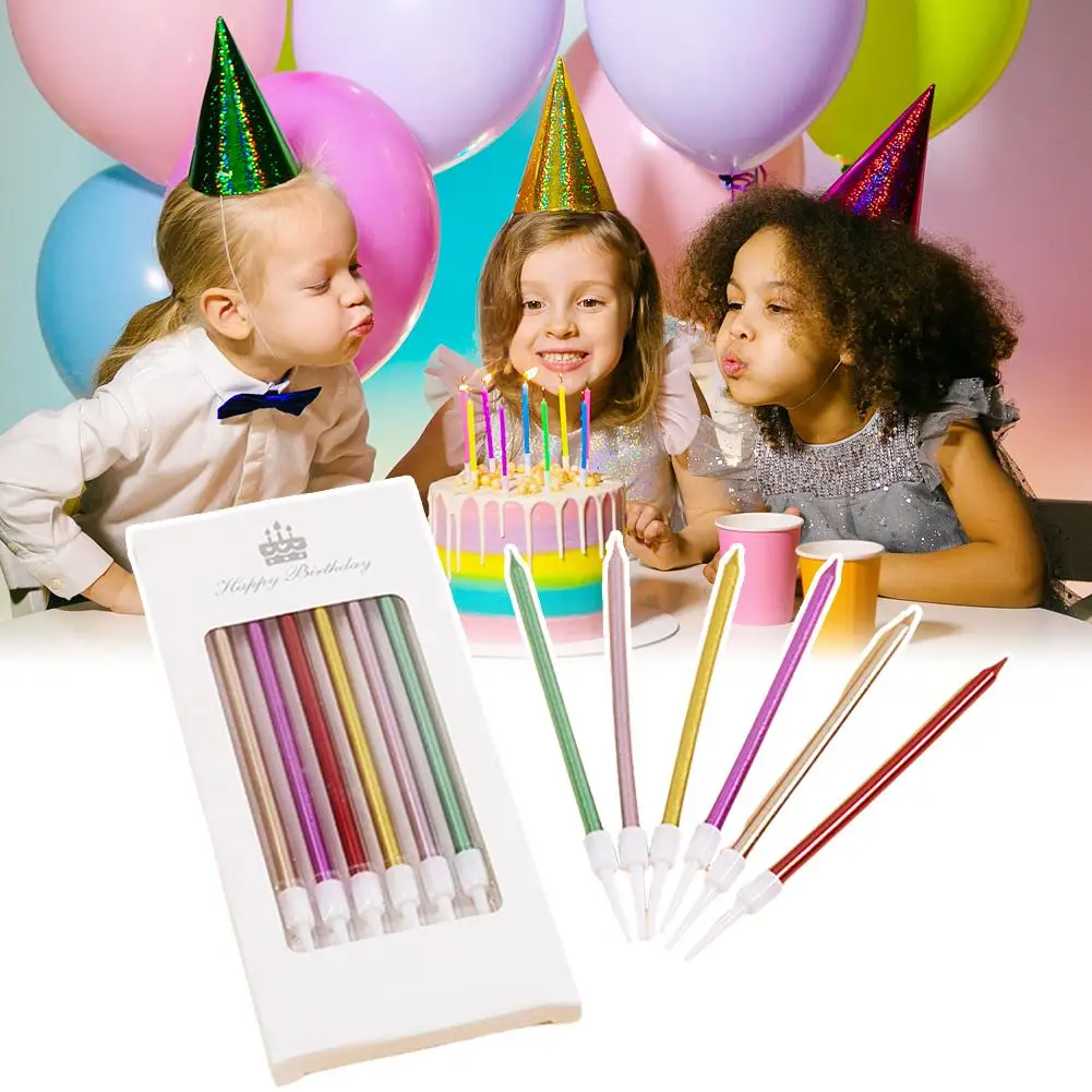 1 Box Of 6 Pcs Long Pencil Birthday Cake Candle Wedding Home Supplies Decoration Candle Cupcake Wax H0p8