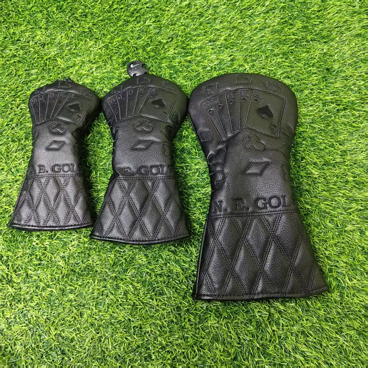 Black poker golf club head cover, golf serving wood head cover, mixed head cover, No. 3 lane wood cover, leather golf club head