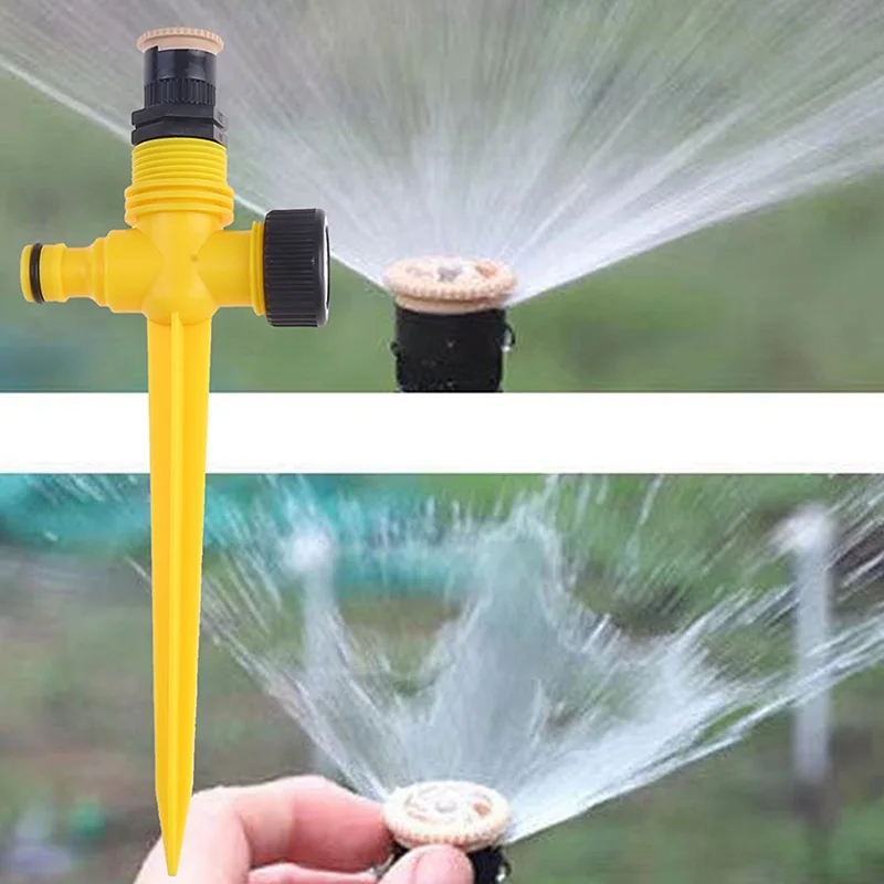 

Garden Irrigation Sprinkler With Plastic Spike Support Thread 0-360 Degrees Adjustable Nozzle Agricultural Garden Watering