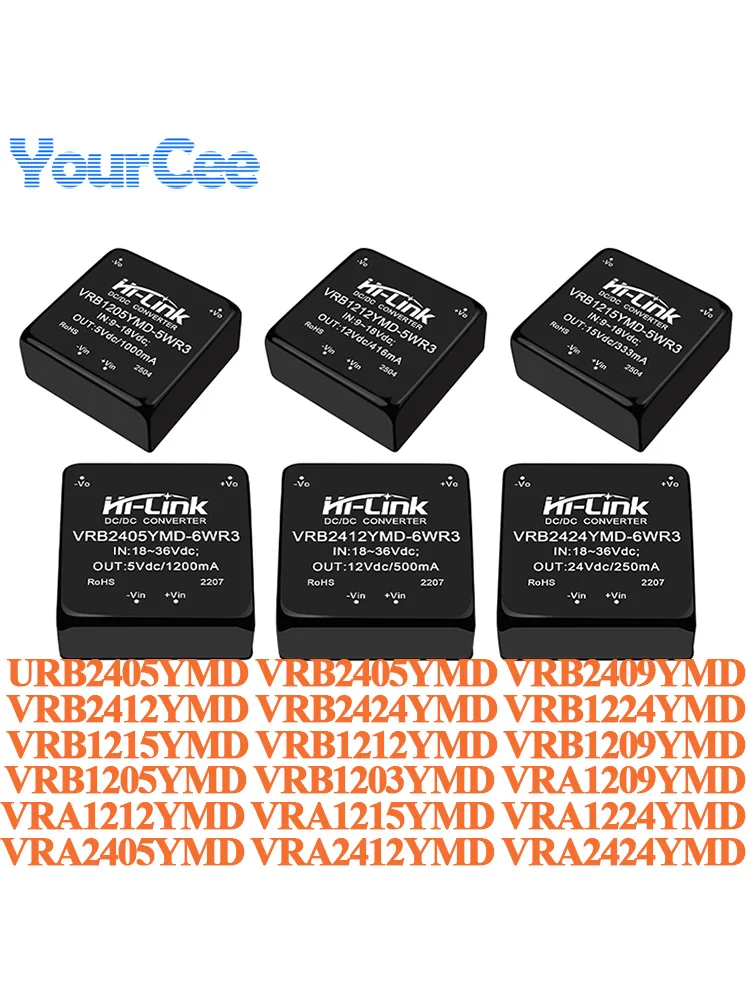 Moduł izolowanego przetwornika DC-DC 5W 6W 10W, zasilacz 24V 12V na 15V/5V/12V, 24V na 5V/12V VRB1224YMD VRB2424YMD VRA2424YMD — zdjęcie produktu 7
