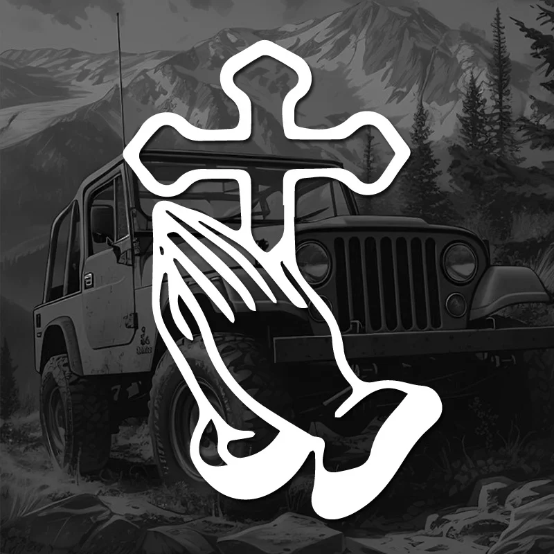 Cross Praying Hands Christian Stickers,High quality for cars trucks motorcycles &laptops!