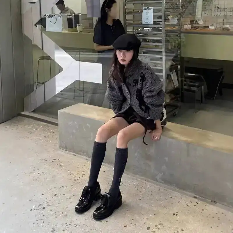 جديد فاخر ريترو سميكة القاع المتسكعون النساء جولة تو حذاء مسطح ربيع الخريف ركاب أحذية المشي حذا فردي للسيدات #5