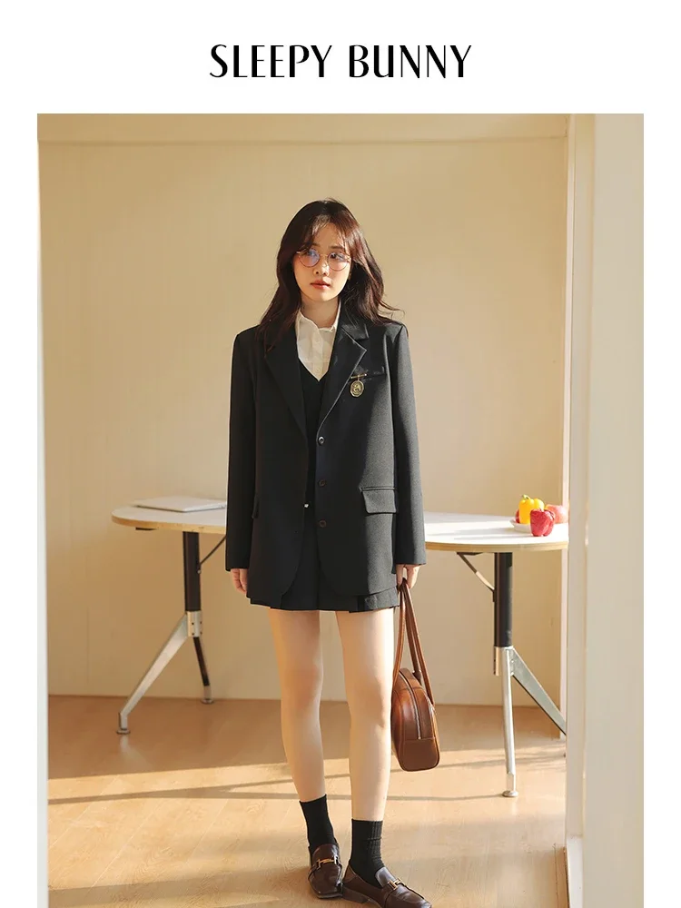 

Women Vintage Notched Lapel Blazer Set Spring Pleated A-Line Skirt Suit Oversized Hip Covering Two-Piece Office Chic Outfit