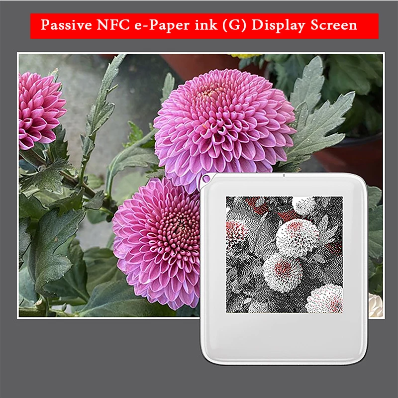 

Брелок с функцией памяти NFC, 1,54-дюймовый трехцветный экран дисплея, брелок с беспроводной передачей, чернильный экран, аккумулятор не требуется