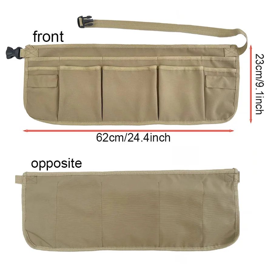 Utility waist apron with 12 pockets, waterproof and adjustable, suitable for construction workers, carpenters, and electricians