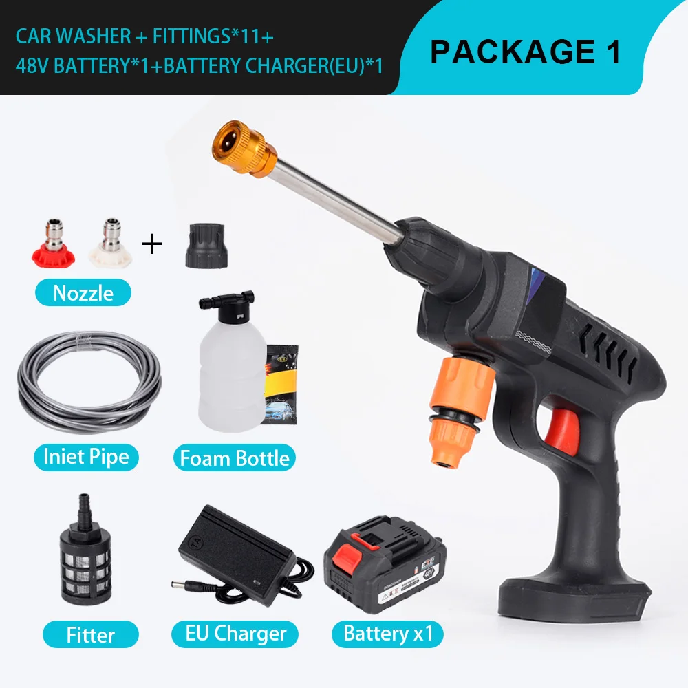 Car Portable High Pressure Washer 30Bar Car Water Gun Lithium Battery Charging Wireless Spray Cleaner Pump Washing Machine