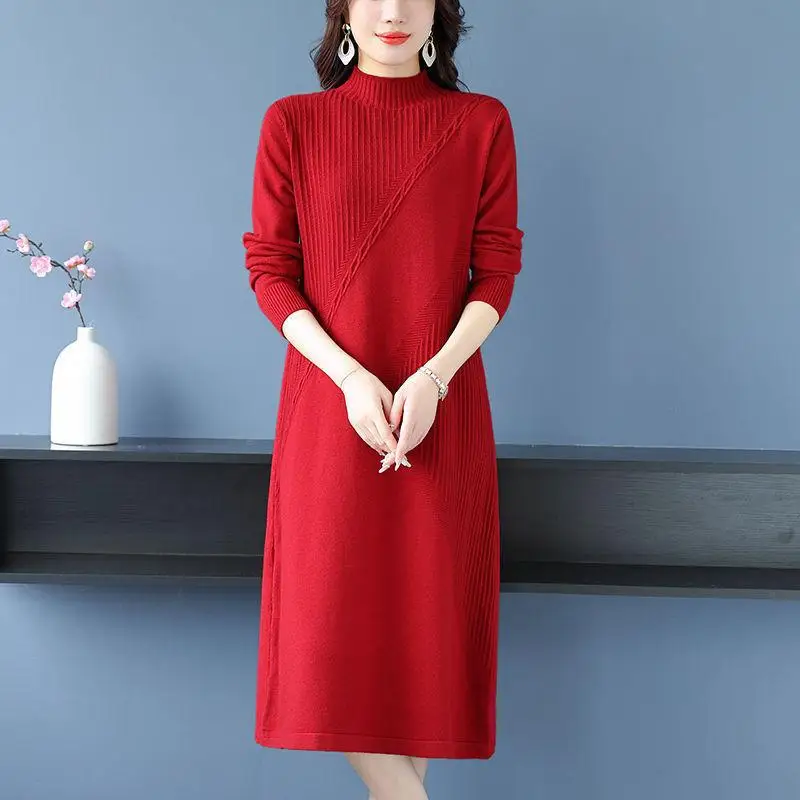2026 New Pulls Femmes Turtleneck Warm Winter Clothes Woman Long Sleeve Knitwear Sweater Dress Big Size Woolen Pullover Jumper