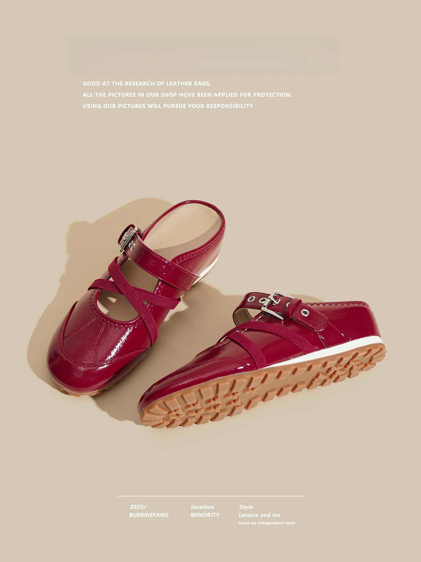women's-ballet-flat-sandals-thick-heel-summer-new-red-leather-half-slippers-casual-style-comfortable-rubber-sole-high-arch-su
