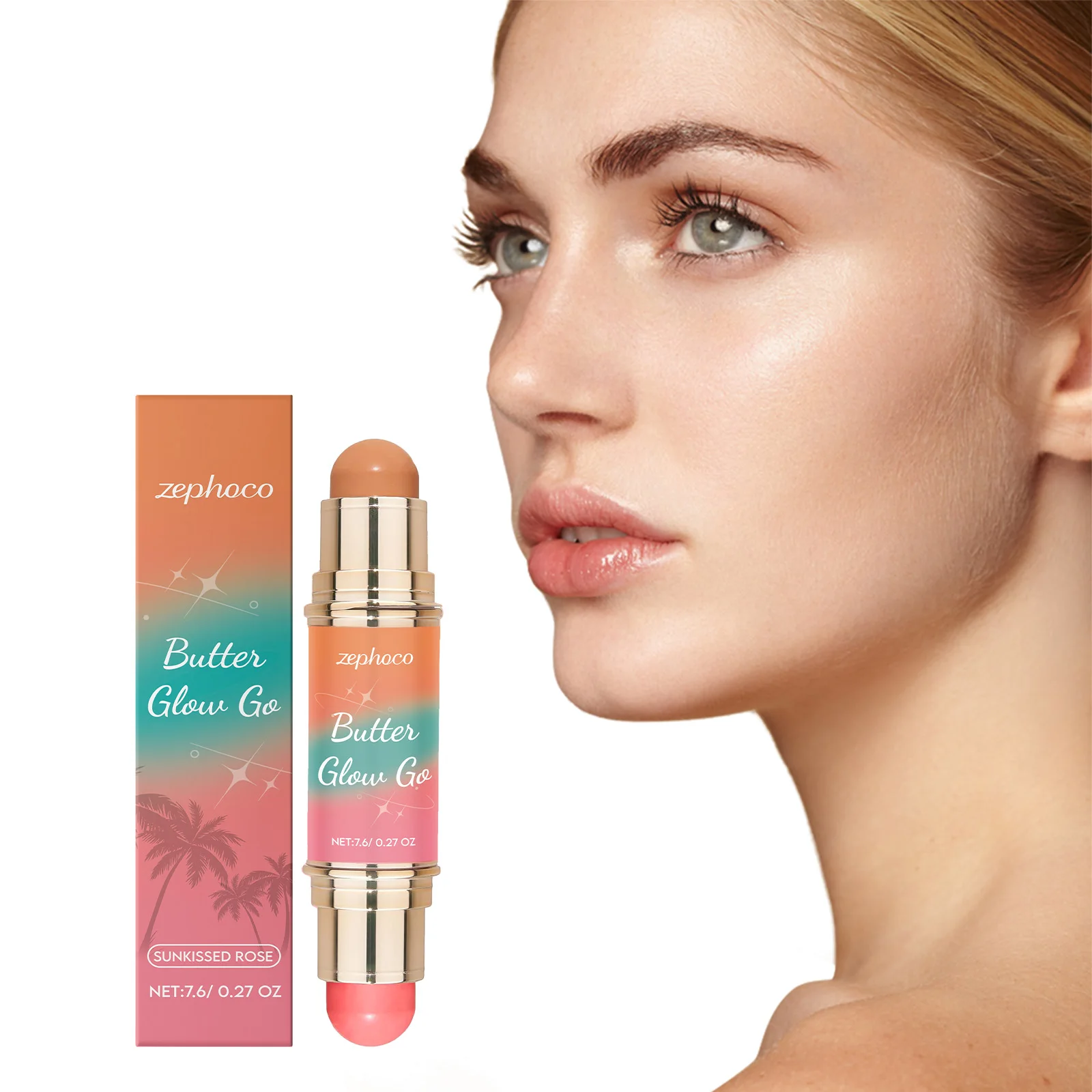

Zephoco Facial Contouring Stick Rouge Cheeks Matte Silky Rose Sunkissed Blush Glow Skin Blusher Contour Stick Makeup Cosmetics