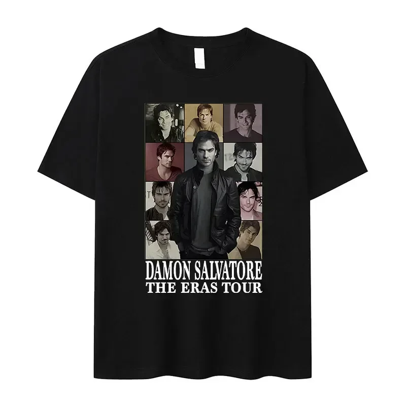 Damon Salvatore Ian Somerhalder, camiseta de programa de televisión para mujer, camisetas de verano, camisetas con cuello redondo, ropa de mujer, ropa de calle, camiseta femenina