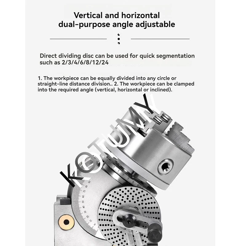 4 /5Inch Horizontal Indexing Head, Universal Milling Machine Rotary Table, Dividing Head 3 Jaw Chuck Quick Indexing Disc with