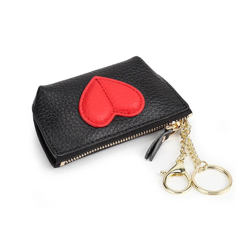 Zipper Genuine Leather Sweet Heart Shape Coin Purse For Women New Arrivals Female Key Wallet 2025 Korean Version Mini Purse