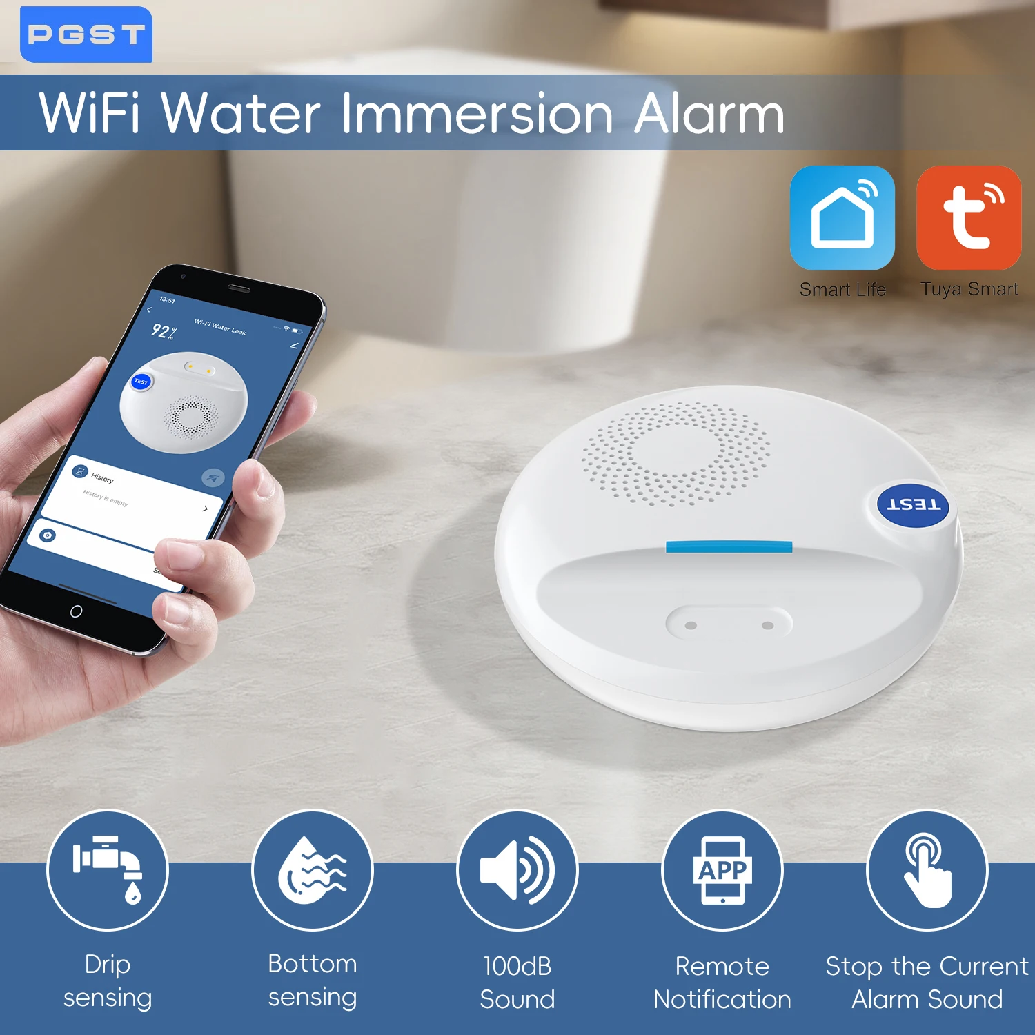 

Tuya Wi-Fi детектор утечки воды датчик погружная сигнализация Smart Life домашнее приложение дистанционное управление детектор утечки воды монитор
