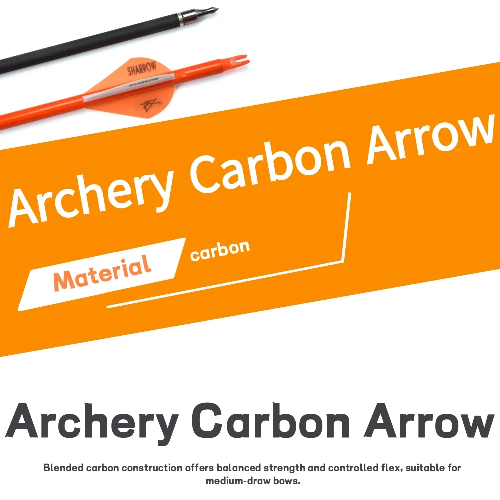 6/12Pcs 30inch Archery Carbon Arrows Spine 500 Shaft 100Grain Arrowhead 2inch Vanes OD 7.8mm for Bow Target Shooting Practice