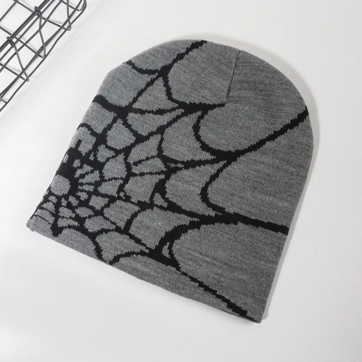 Stricken Spinnennetz Design Hut Skullies Beanies für Männer Frauen Pullover Pile Cap Y2k Goth Warme Beanie Hüte Neue Hip-hop Street Cap – Detail 10