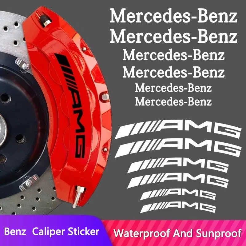 6PCS Brake Caliper Stickers For Mercedes Benz W205 C180 W167 W166 W212 W213 W176 A B C E Class GLE GLK Wheel Decor Decals