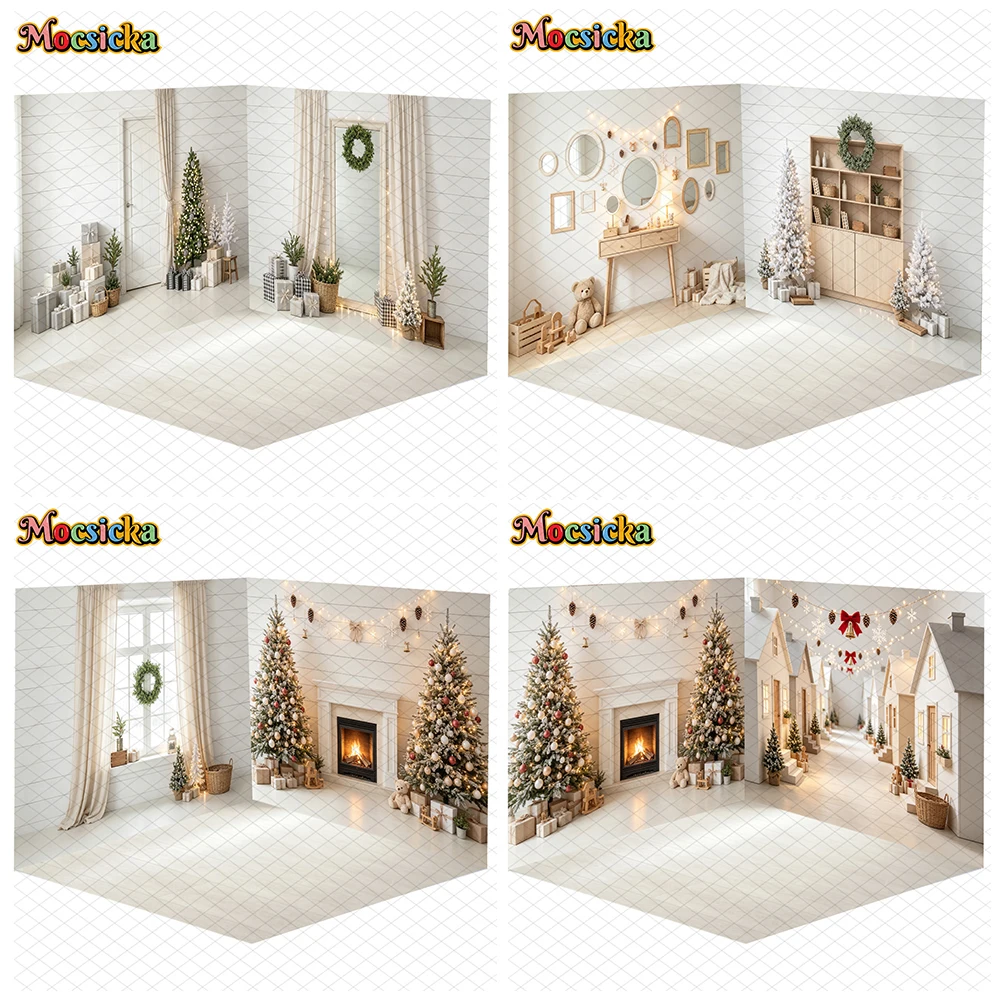 Family Tree Print - Фон для рождественской фотосессии Mocsicka: бежево-белая