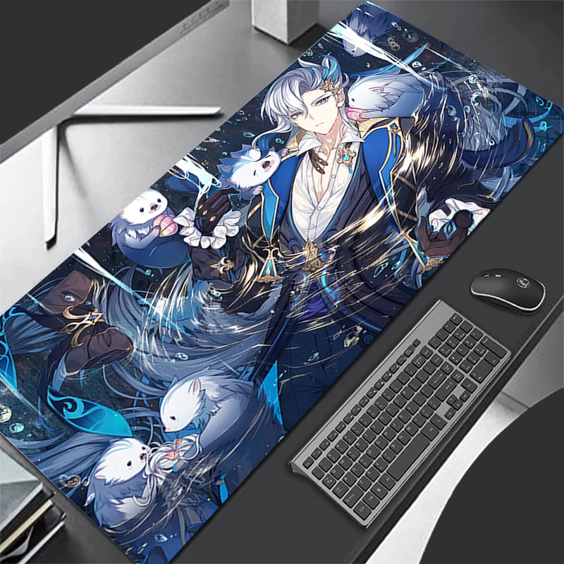 マウスパッドパターン HD マウスパッドデスクマットコンピュータゲーム G-genshin Impact Neuvillette キーボードパッドラバーマットノンスリップマウスマット