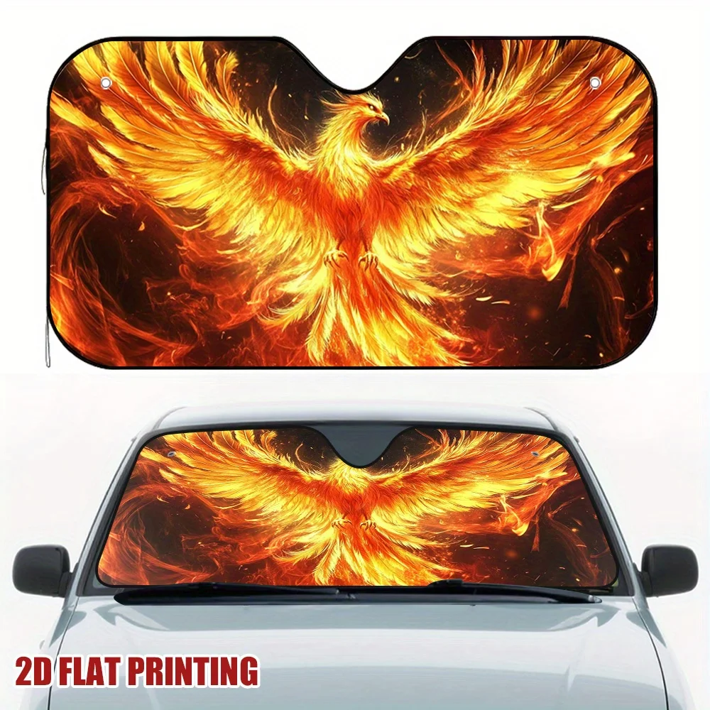 

1pc Fiery Phoenix Ascendancy Car Sun Visor, Perfect For Every Vehicle, Keeps The Car Temperature Comfortable, Ideal For Long Com