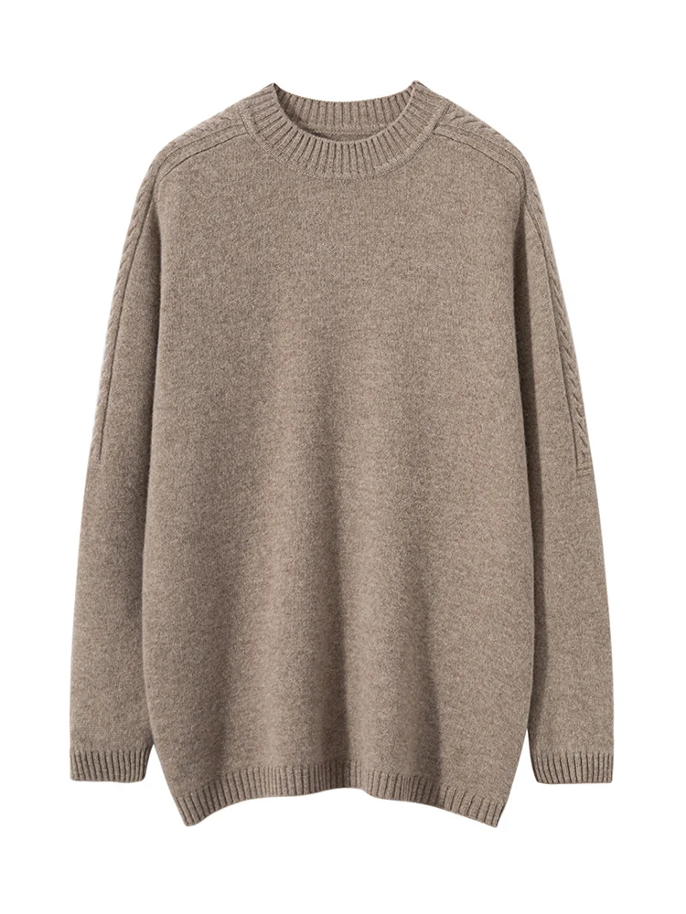 

Simple Men's 100% Pure Wool Pullover Sweater Soild O-neck Smart Casual Loose Cashmere Knitted Sweater Soft Comfort Thick Warm