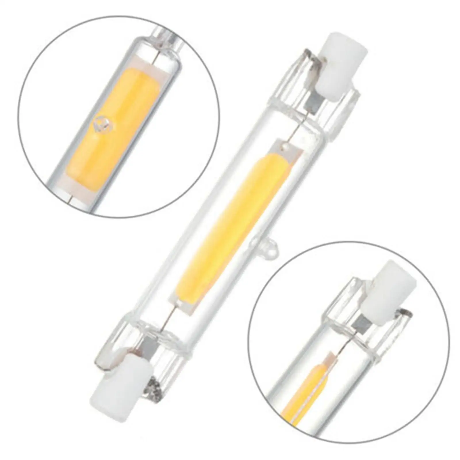 Homyl bohlam COB tabung kaca R7S LED, pengganti bohlam Halogen 2700K-3000K untuk keramik