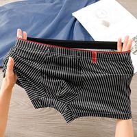 4PCS Breathable Stripe Men's Flat Panties Large Size Low Waist Men Boxer Underpants Loose Underwear for Man Gifts