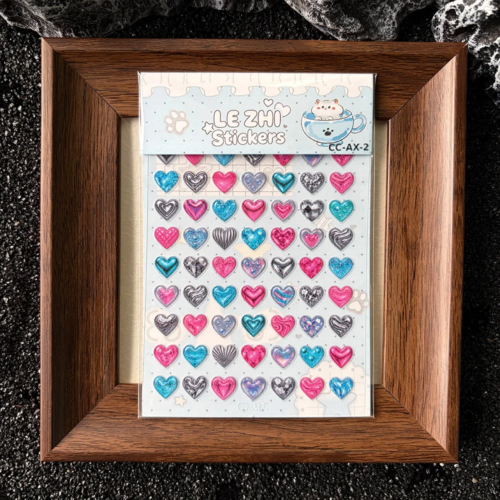 Sweet Punk Heart Star Sticker Sheets Glitter Pink Blue Silver Y2K Ribbon Bow DIY Journal Phone Scrapbook Craft Decoration Toy