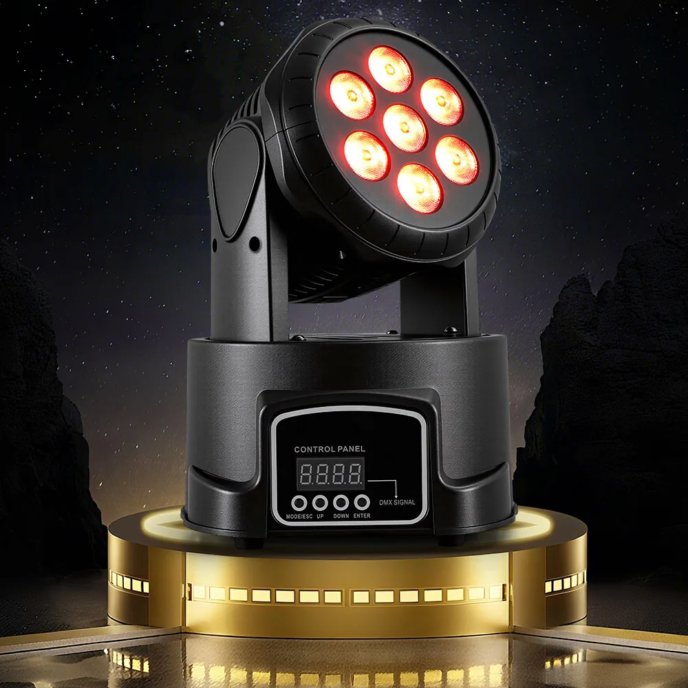 تتحرك رئيس الاسمية ضوء RGBW المرحلة الإضاءة DJ أضواء 7x8 واط LED شعاع الأضواء 9/14 CH مع DMX لشريط حفلة عيد الميلاد ديسكو #1